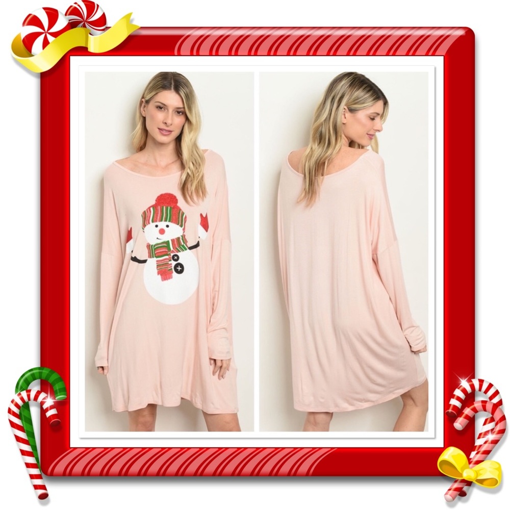 Blush Snowman Jersey Tunic Dress